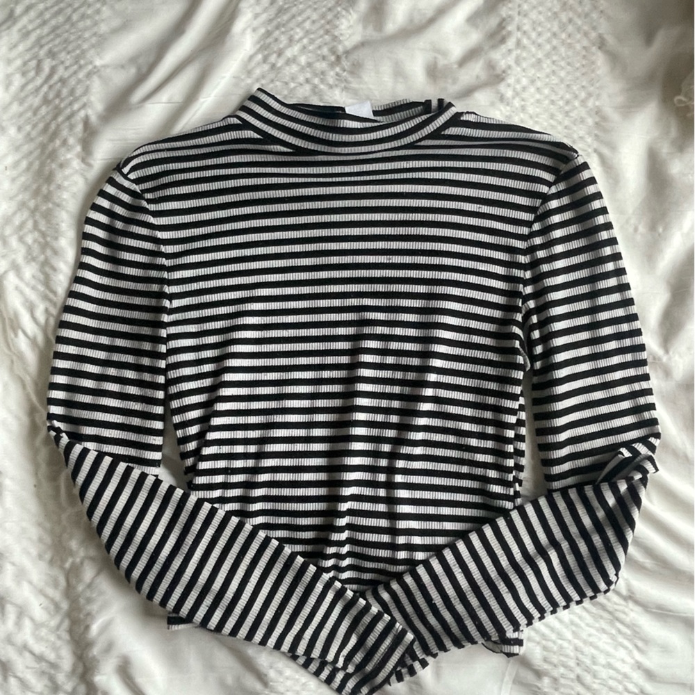 H&M striped mock neck